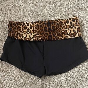 Leopard Print Black Women's Shorts
